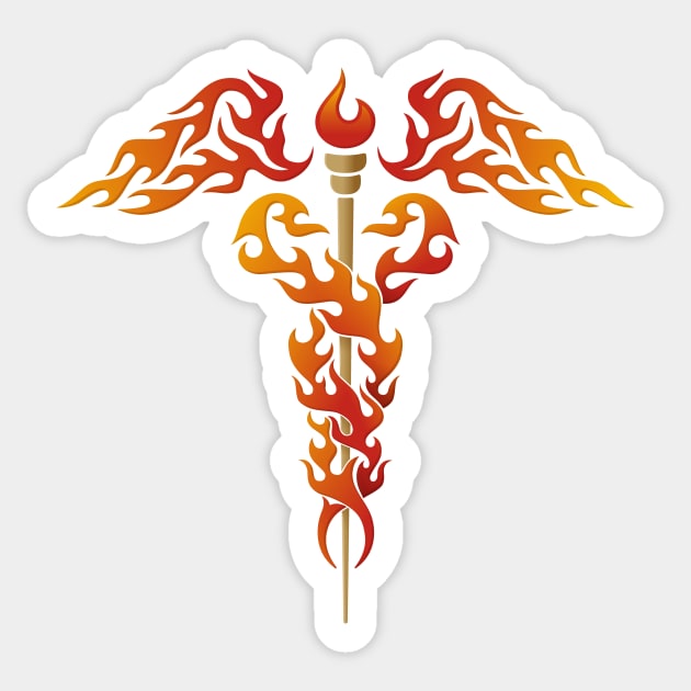 Flames Caduceus Sticker by sifis